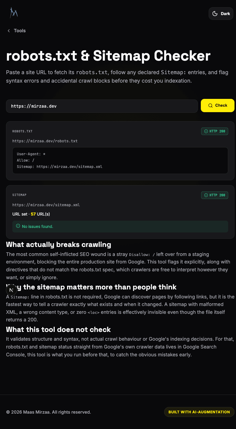 robots.txt & sitemap checker